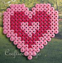 Crafts for Kids - Fuse Beads or Perler Beads Valentine Heart Craft Pattern