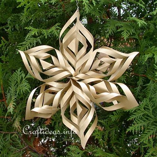 Free Christmas Craft - Lacy Gold Paper Star Christmas Tree Ornament