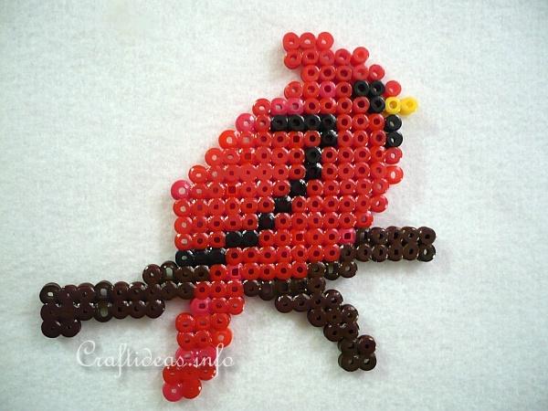 Craft for Kids - Fuse Bead / Perler Bead Cardinal Bird