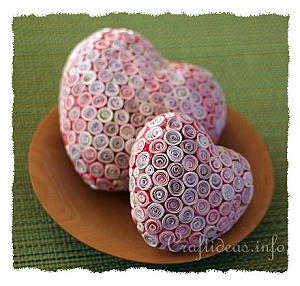 Paper Craft - Decoration - Quilled Paper on Styrofoam Hearts