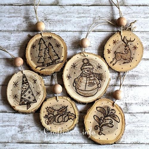 Woodburned Winter Ornaments with the Creative Woodburner